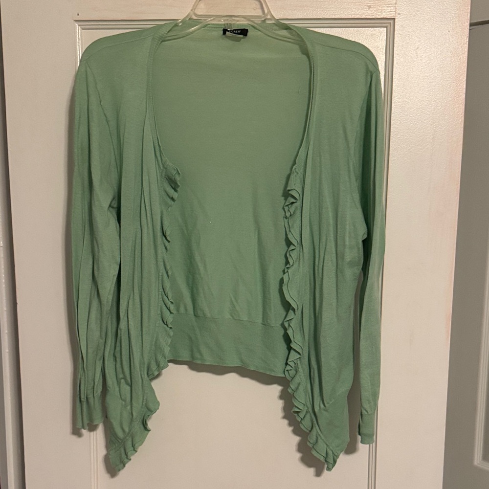 Green Ruffled Women's Sweater/Shrug
